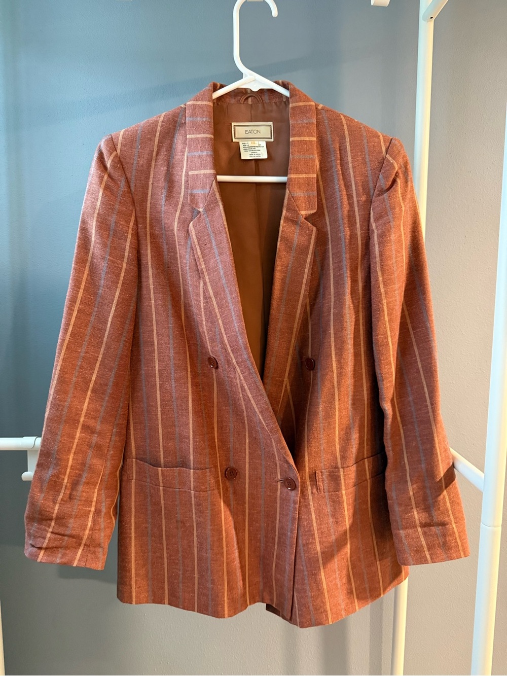 Eaton Women's Double-Breasted Rust Stripe Blazer